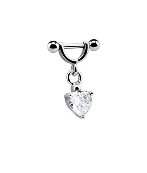 Crystal Heart Nipple Barbell