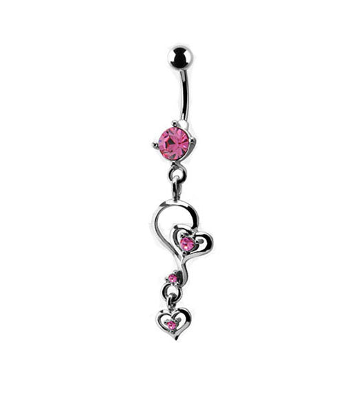 Triple Rose Hearts Belly Ring